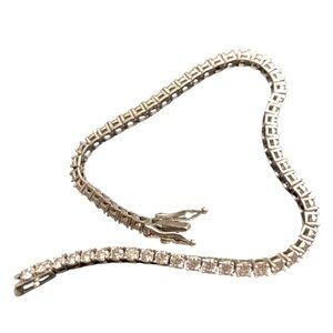 925 STERLING SILVER Vintage Cubic Zirconia
Box Link Chain Ladies Tennis Bracelet